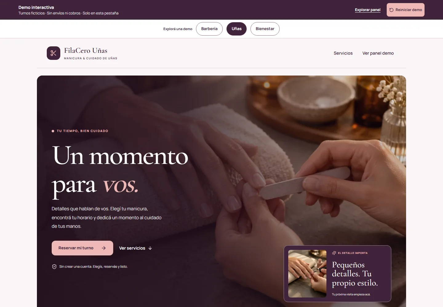 Demo FilaCero: Uñas y manicura